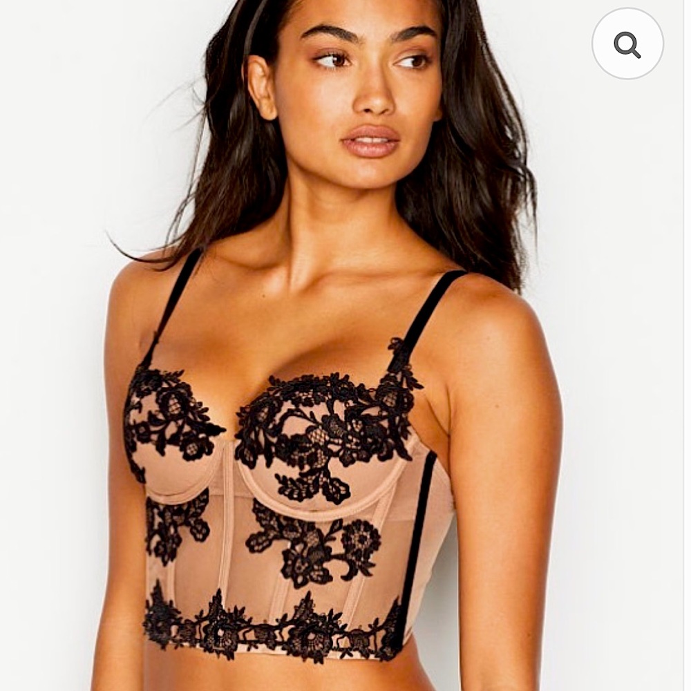Victoria's Secret Lace Bustier in White and Tan